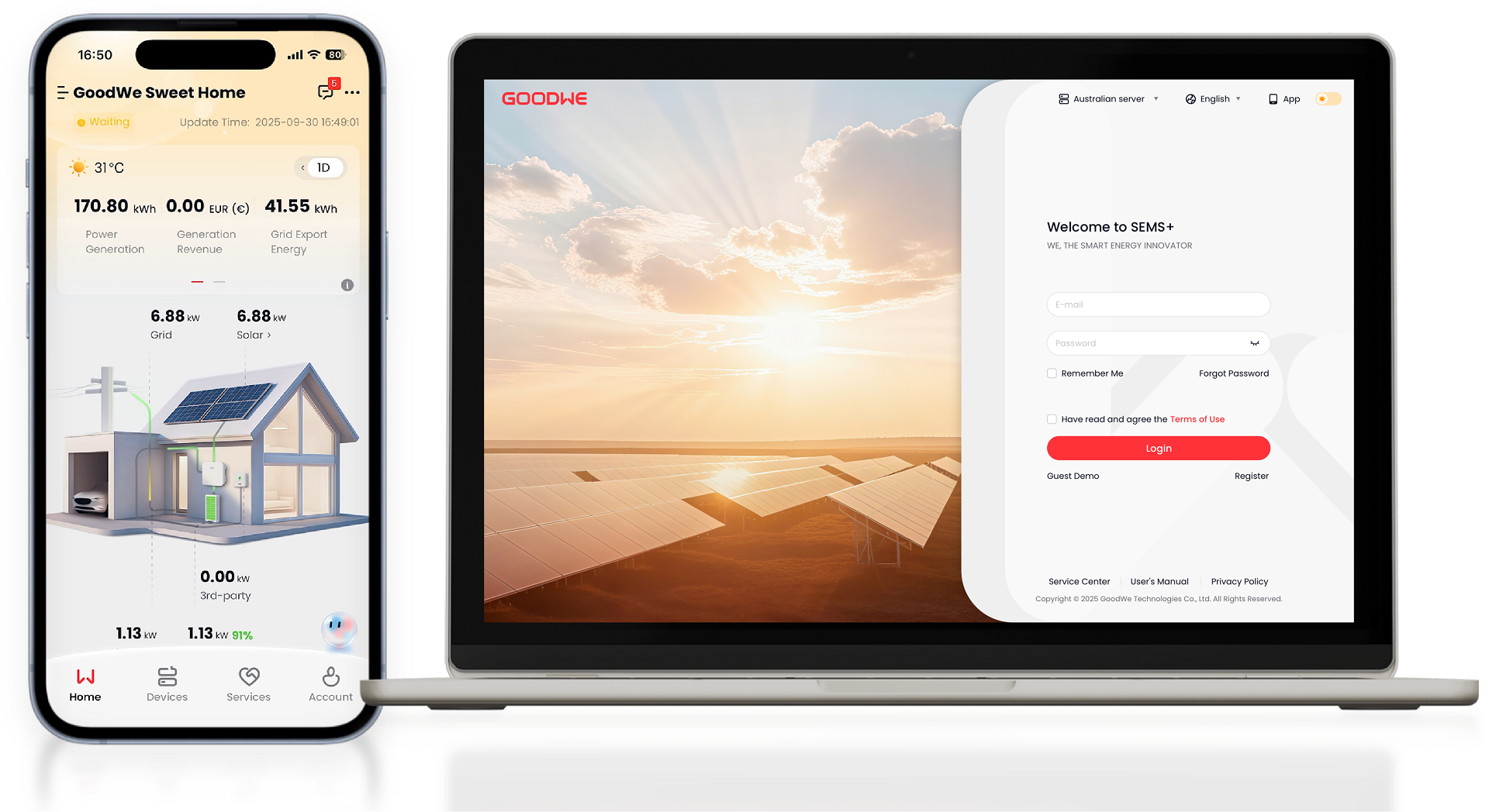 GoodWe SEMS+ Portal is available as mobile app or on webbrowser (1)