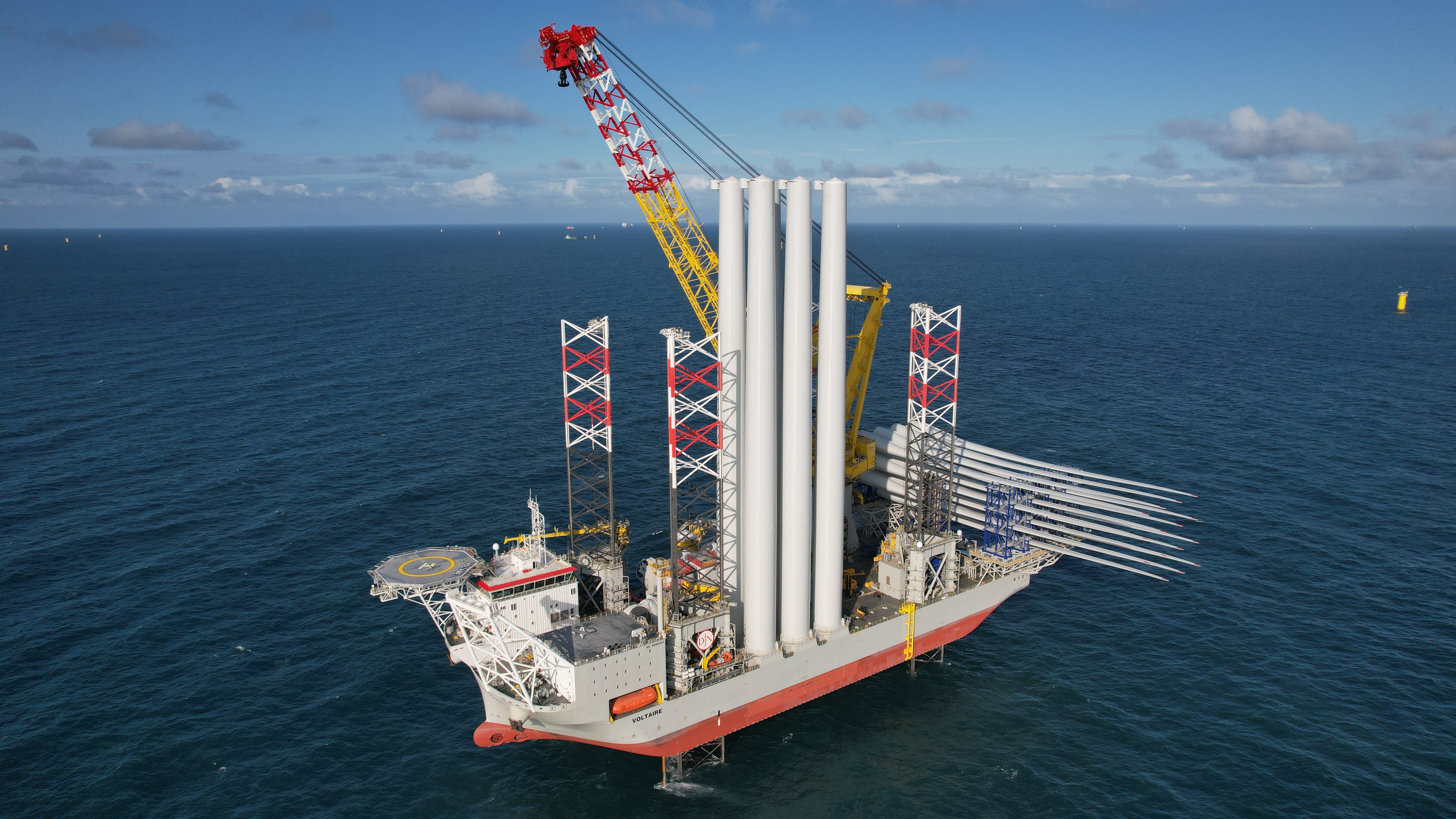 Jack-up vessel Voltaire at Dogger Bank offshore wind farm