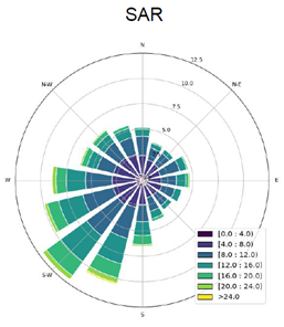 Wind rose of SARWind TIMESERIES