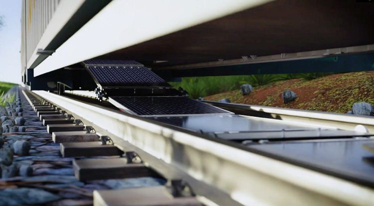 Solar panels could be installed in the spaces between railway tracks in world first image