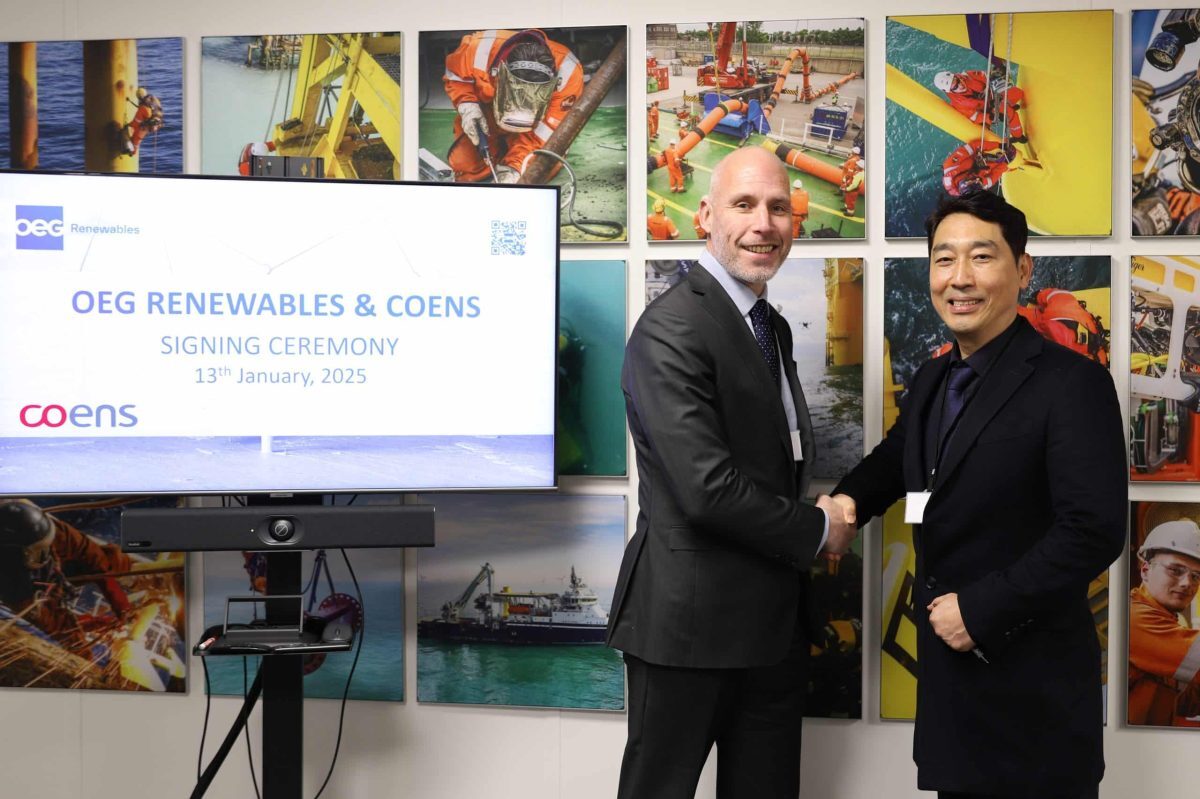 OEG Renewables and COENS Co Ltd sign an MoU to offer renewable service solutions to the growing offshore wind market in South Korea. image