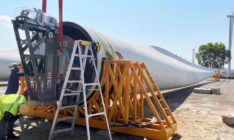 First wind park applies We4Ce and CNC Onsite new technology for blade root remanufacturing image