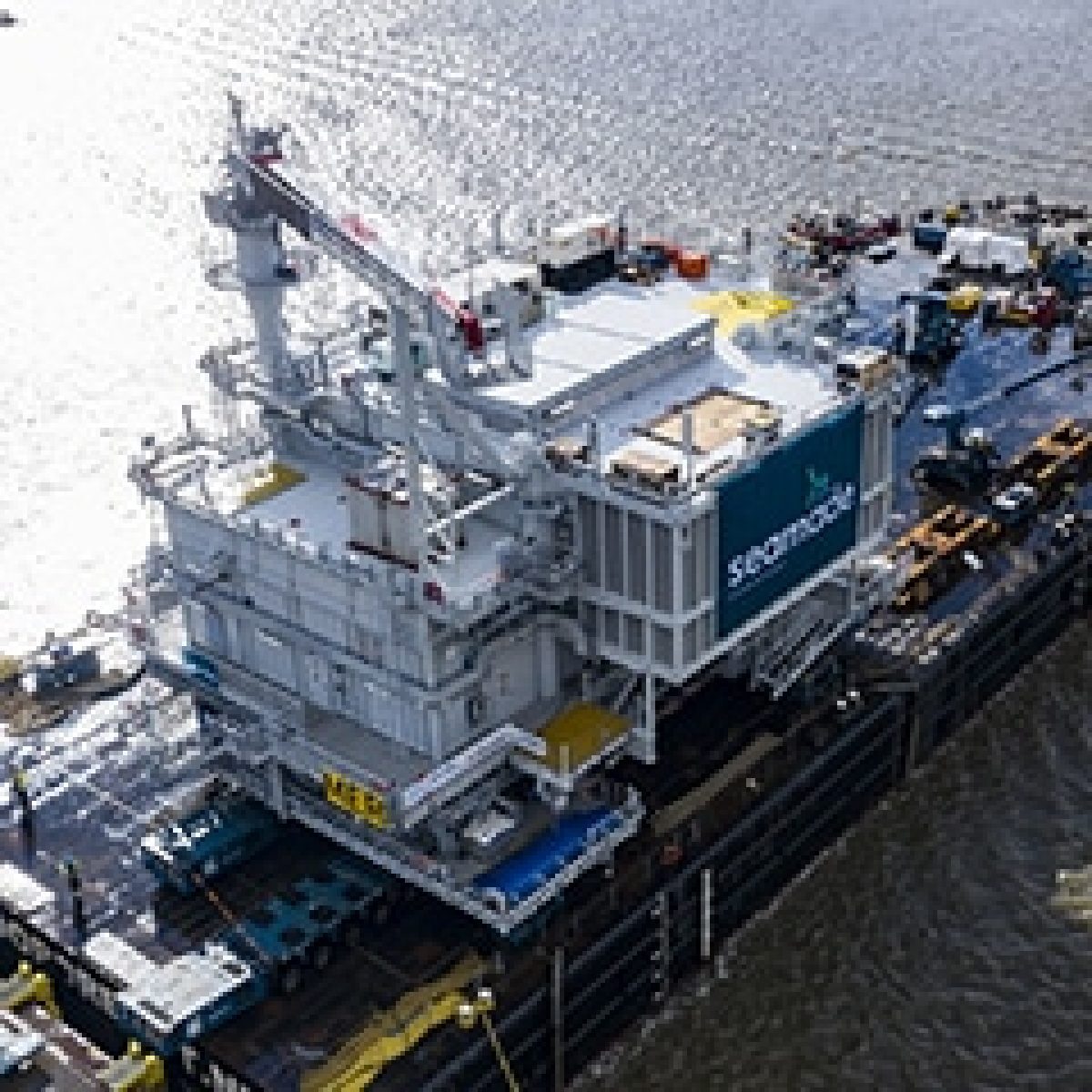 First of SeaMade's two offshore substations sets sail to the Belgian North Sea image