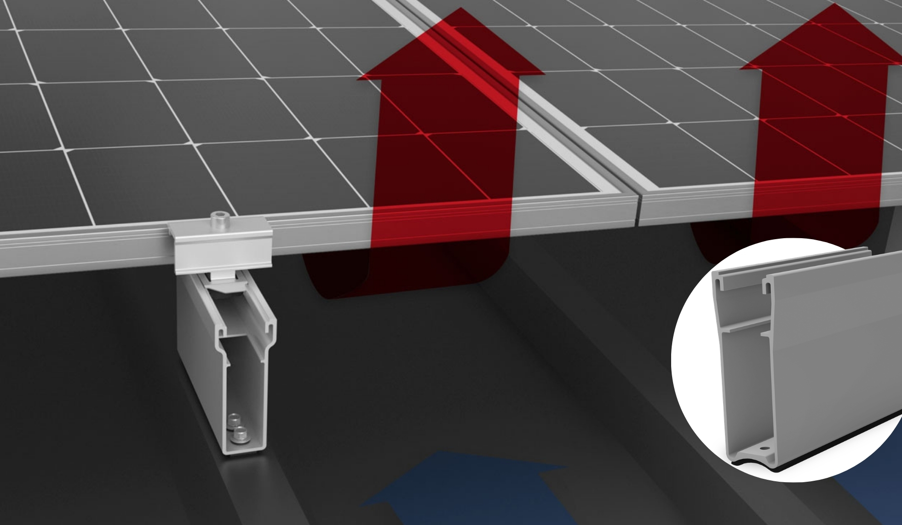 Improved rear ventilation for PV modules: K2 MultiRail High creates additional clearance between modules and roof surface image