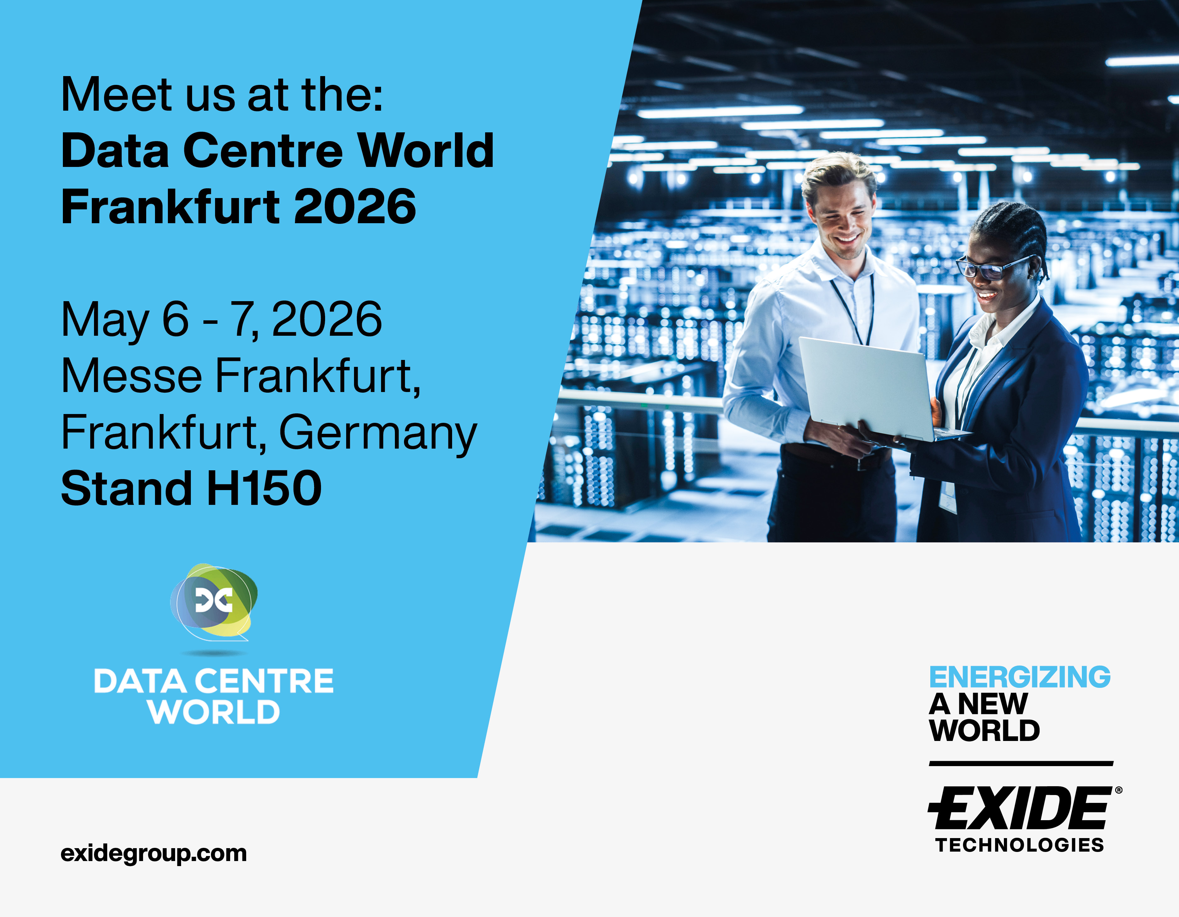Exide Technologies to showcase latest energy storage solutions for data center applications at Data Centre World Frankfurt 2026 image